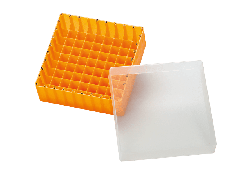 Obrázok výrobcu PP storage box for 1.5 ml vials,  81 cavities with alphanumeric coding