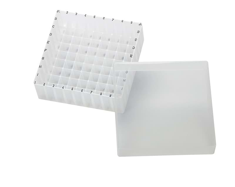 Obrázok výrobcu PP storage box for 1.5 ml vials,  81 cavities with alphanumeric coding