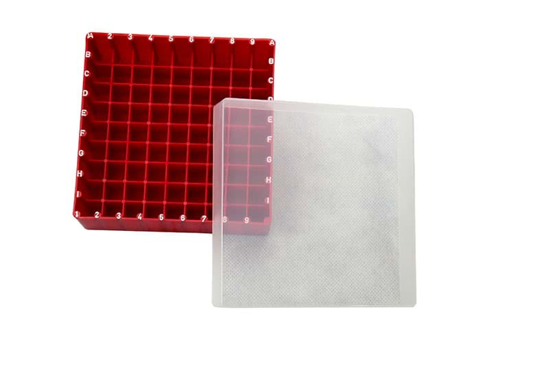 Obrázok výrobcu PP storage box for 1.5 ml vials,  81 cavities with alphanumeric coding