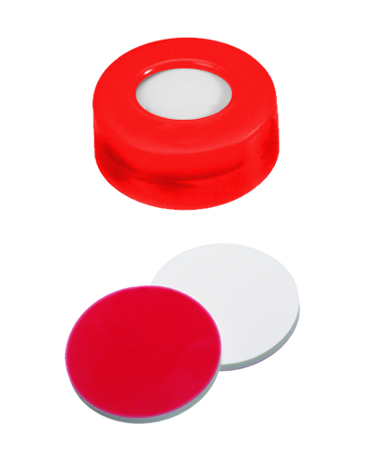 Obrázok výrobcu PE Snap Ring cap red 6 mm centre hole, Septum Silicone/PTFE