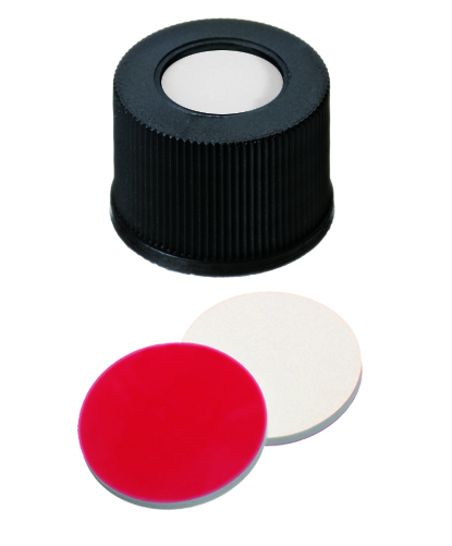 Obrázok výrobcu Polypropylene Screw  Cap black, 8.5 mm centre hole, Septum Silicone/PTFE