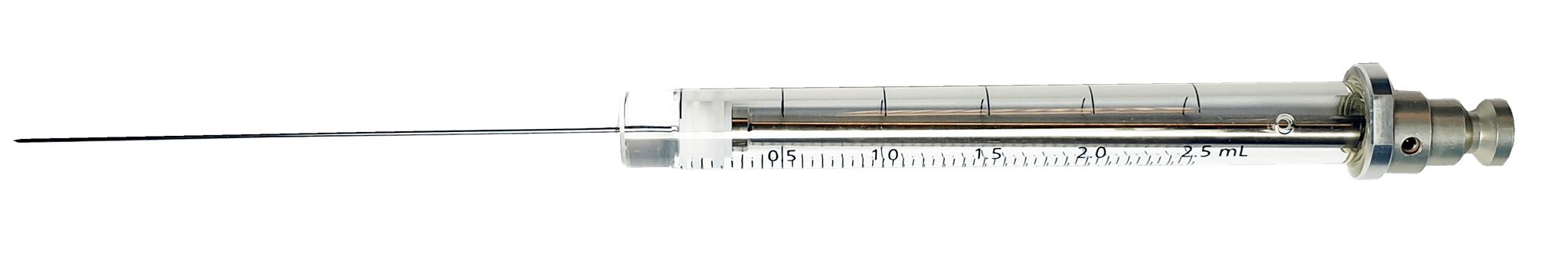 Obrázok výrobcu HS Syringe; 2.5 ml; gas tight; fixed needle;23G;65mm needle length;side hole dome